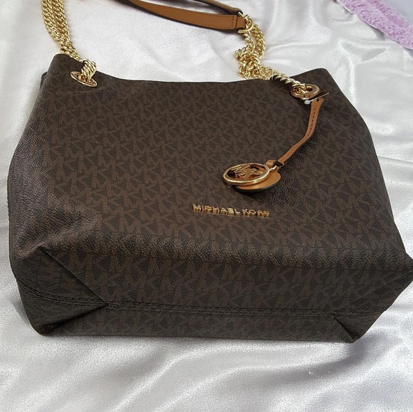 Michael Kors Jet Set Gold Chain BROWN $298Tote - Picture 5 of 8